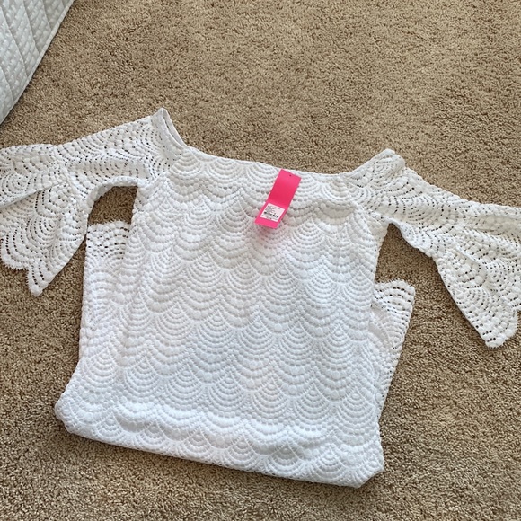 LAST DAY TO BUY! NWT Lilly Pulitzer Lexa Dress Resort White Scalloped Shell Lace - Picture 4 of 7